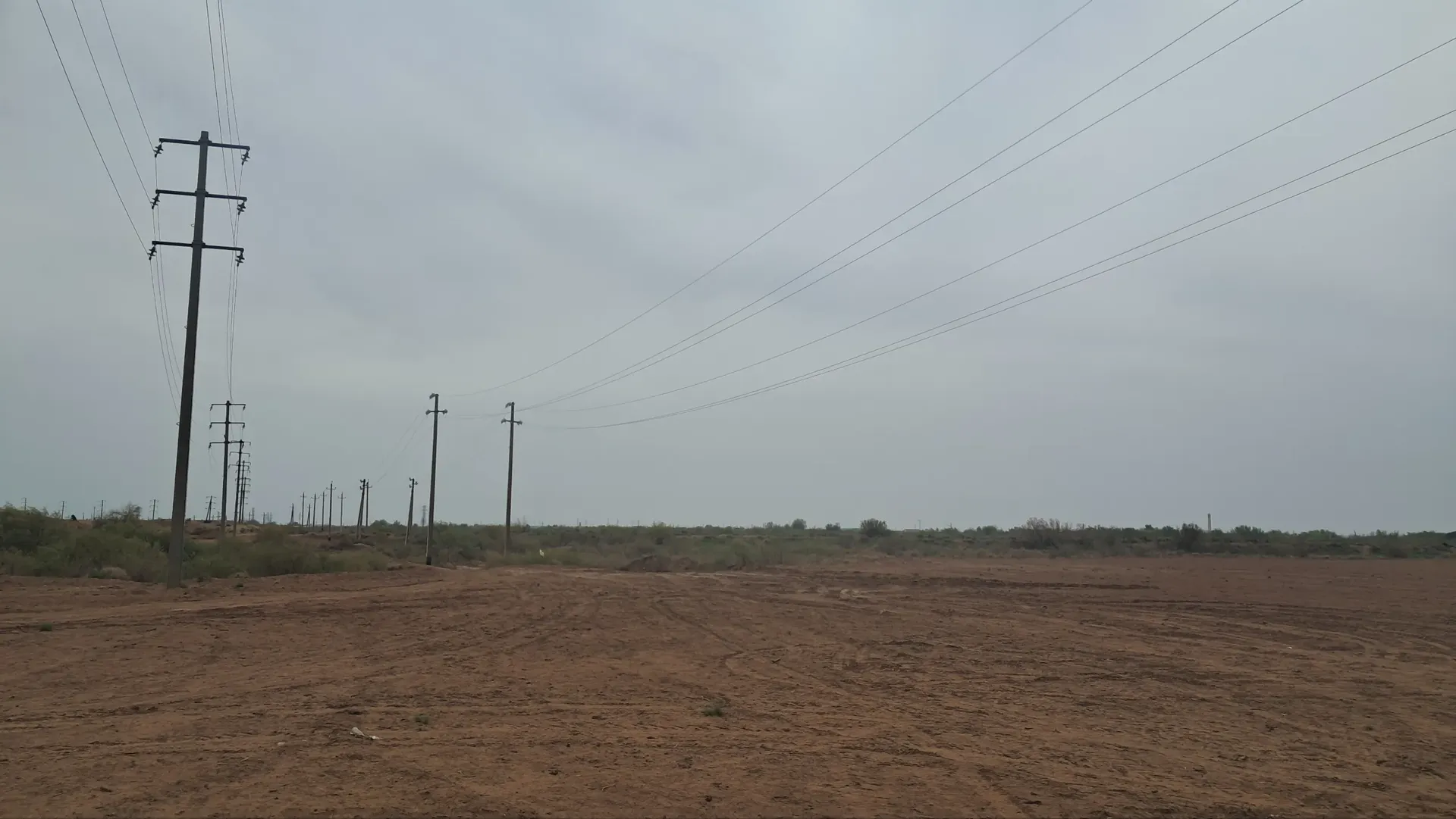 Power lines in desert