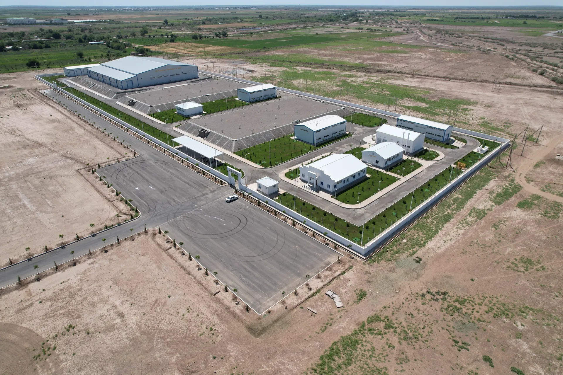 Water treatment plant aerial view